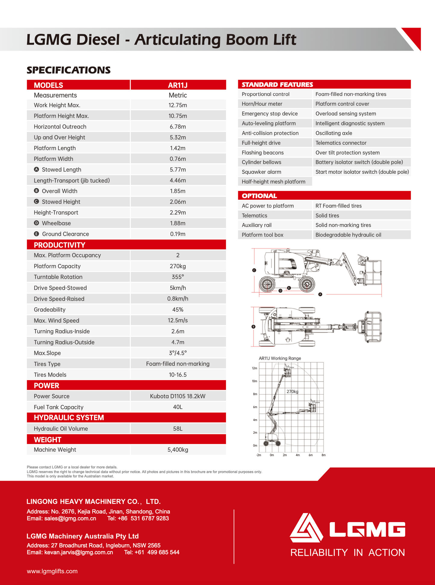 Knuckle Boom - 10m/34FT - Diesel