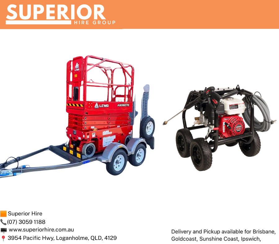 19ft Scissor W/ 2T Trailer + 3600PSI Pressure Washer