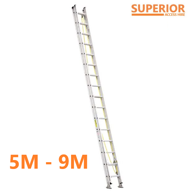 Extension Ladder Aluminium - 5m Extends to 9m – Superior Access Hire